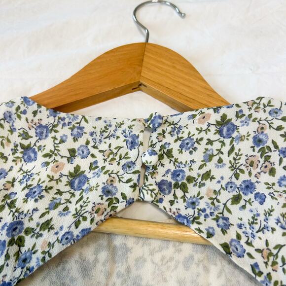 Reformation Idalia Open Back Floral Mini Dress Blue White Size 6 - Picture 8 of 8